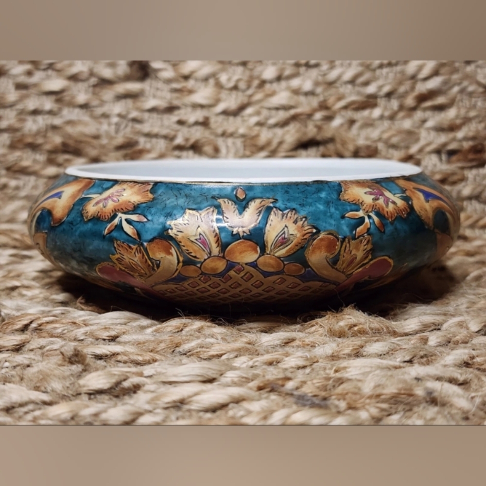 Vintage Chinese Cloisonne 6.5" Bowl - China - Multi Color - Blue Floral